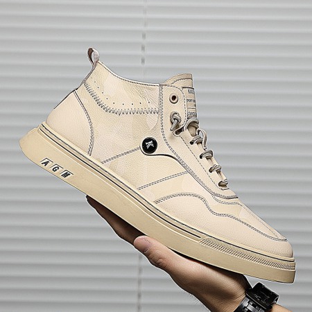 Men's Autumn and Winter New White Casual High-Top Sports Shoes