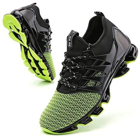 Men's Sport Running Shoes Mesh Breathable Trail Runners Fashion Sneakers Green