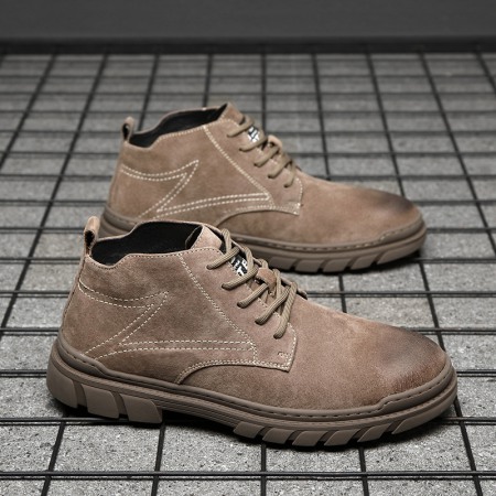 Men's Leather Martin Boots Winter Casual British Tooling Shoes